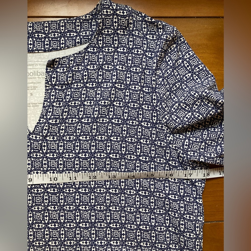 Coolibar Oceanside Tunic UPF 50 Coverup Dress in Blue & Pink - Size Small - Picture 8 of 9